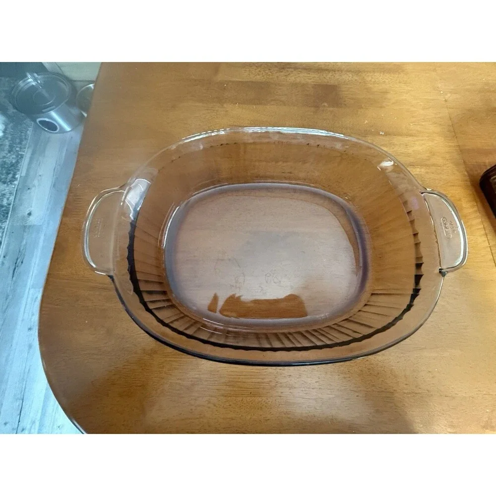 Vintage Visions by Corning Amber Roasting Pan Handled Casseroles Baking Dish